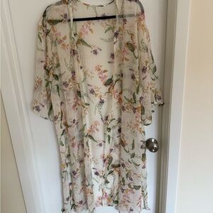 Floral Sheer Kimono Beach Coverup